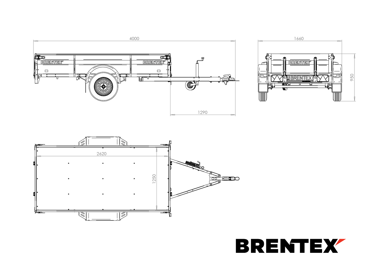 Brentex 2,6x1,2 750kg Jarruton