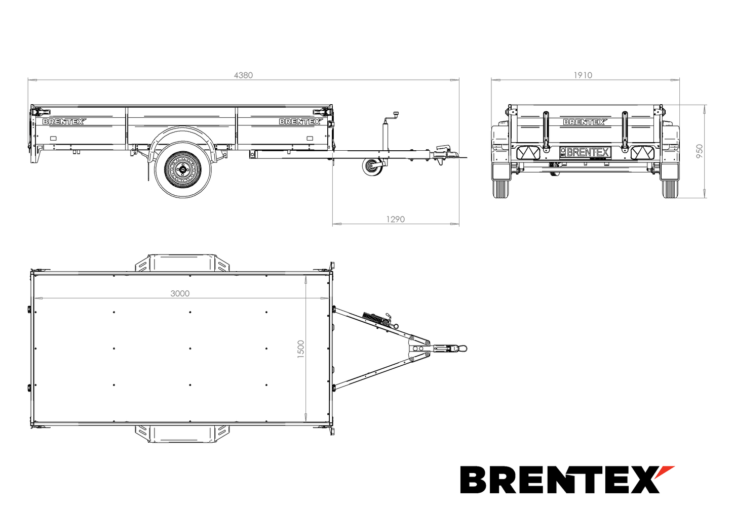 Brentex 3x1,5 750kg Jarruton