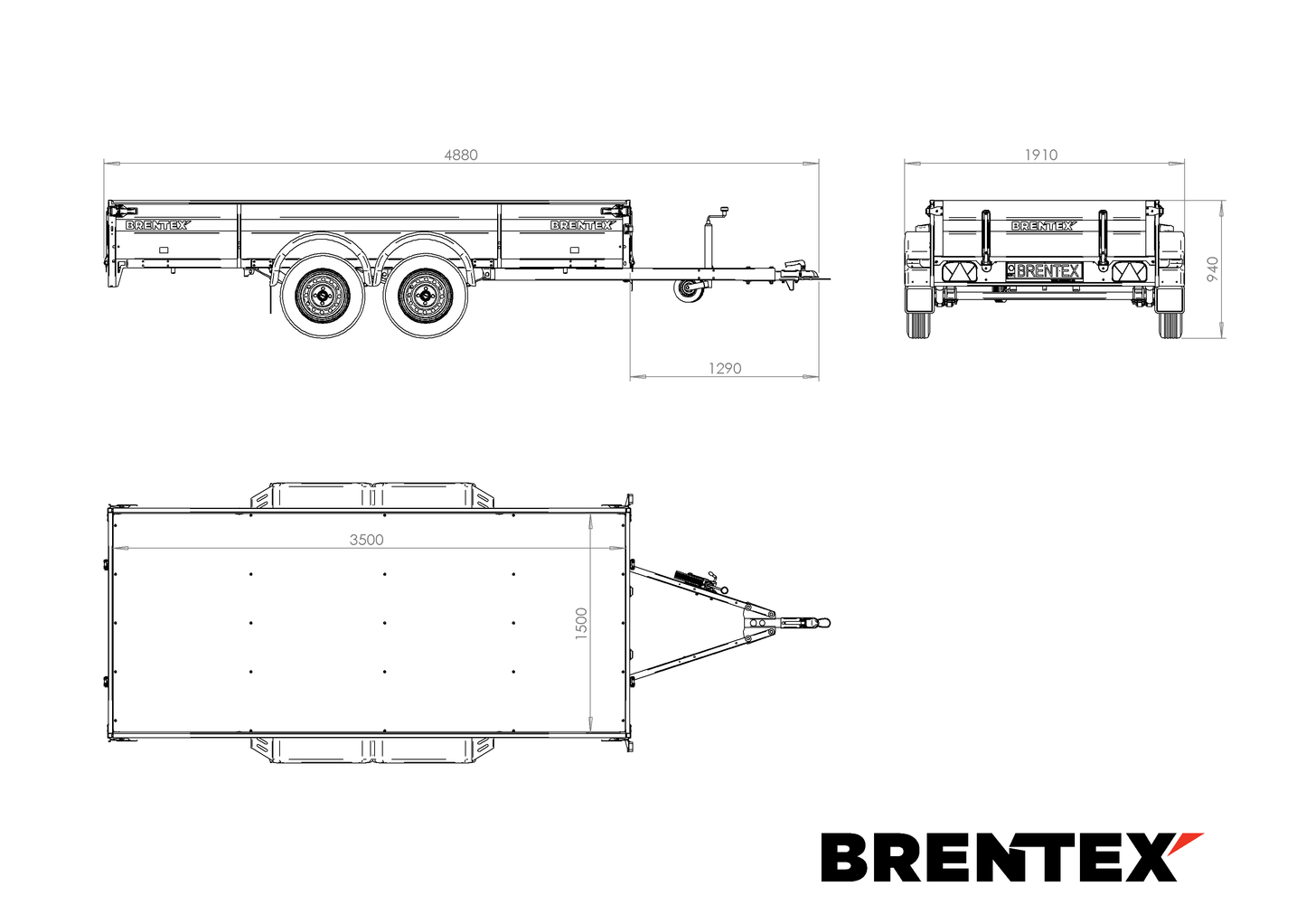 Brentex 3,5x1,5 750kg 2-Akselia