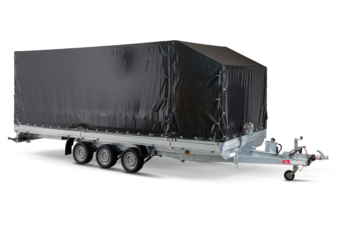 Pressukapellikärry ajoneuvon perässä kuljetuskäytössä