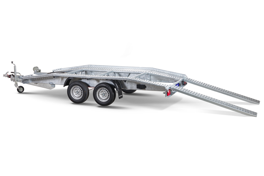 jarrullinen 2-akselinen niewiadow traileri autojen ja raskaiden kuormien kuljetus