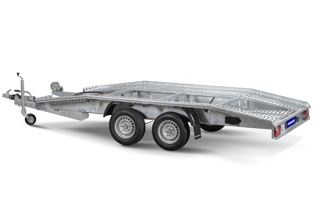 jarrullinen 2-akselinen niewiadow traileri autojen ja raskaiden kuormien kuljetus