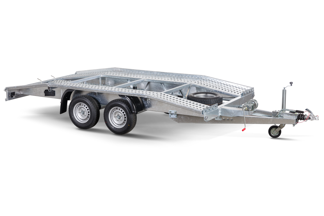 jarrullinen 2-akselinen niewiadow traileri autojen ja raskaiden kuormien kuljetus